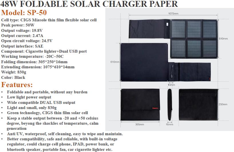 48W folding solar charger bag