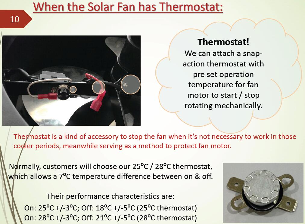 thermostat for solar gable fan