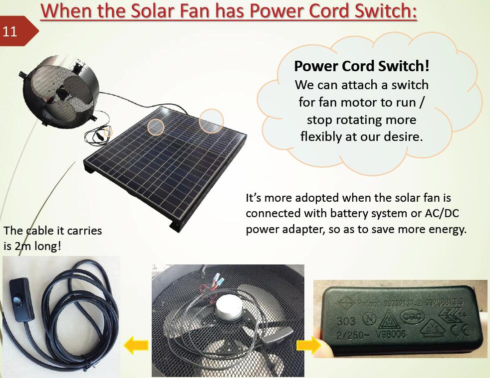 switch for solar gable fan